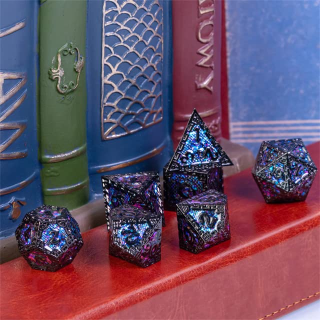 Ancient Dark Evil Elves Rune DND Metal Dice Set for Dungeons and Dragons Gifts, D&D, D and D, Pathfinder, Accessories, D20, Polyhedral, Resin Dice, Metal, Dice Tray, Tower, Bag, Box