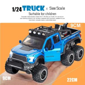 chengchuang Toy Car for Boys, 1/32 Scale Die Cast Metal Cars Toys, Pull Back Toy Car with Sounds and Lights for Kids Gifts (Blue)