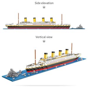 JXRLMB Titanic Micro Mini Building Blocks Set for Adults Cruise Ship DIY Architecture Sets Educational Toy for Kids 1872 Pieces