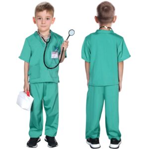 Toylink Kids Doctor Costume Pretend Play Kit with Lab Coat Carrying Bag Accessories Halloween Doctor Dress up for Boys Girls