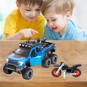 chengchuang Toy Car for Boys, 1/32 Scale Die Cast Metal Cars Toys, Pull Back Toy Car with Sounds and Lights for Kids Gifts (Blue)