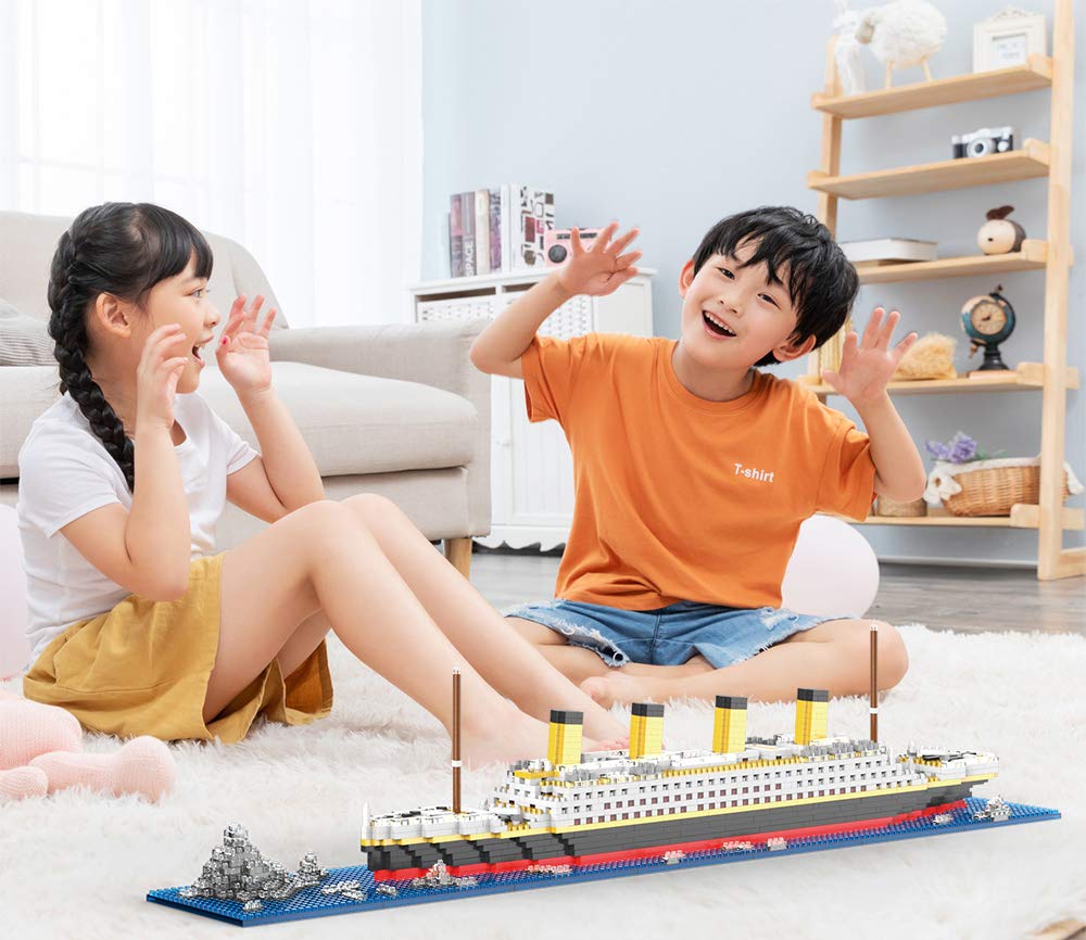 JXRLMB Titanic Micro Mini Building Blocks Set for Adults Cruise Ship DIY Architecture Sets Educational Toy for Kids 1872 Pieces