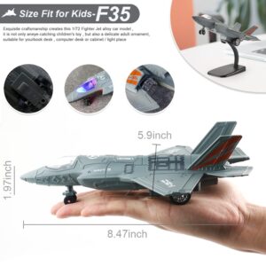 F35 F16 Airplane Toy, 2 Pack Fighter Jet Toy for Kids, Pull Back Toy Jets, Diecast Airplanes Model with Light & Sound, Metal Airplane Gifts for Kids Decor