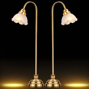 Miniature Dollhouse Lamp, 1/12 Scale Miniature Furniture LED Light Furniture Dollhouse Accessories, Dollhouse Lights Battery Operated for Dollhouse Decoration (2 Pcs)