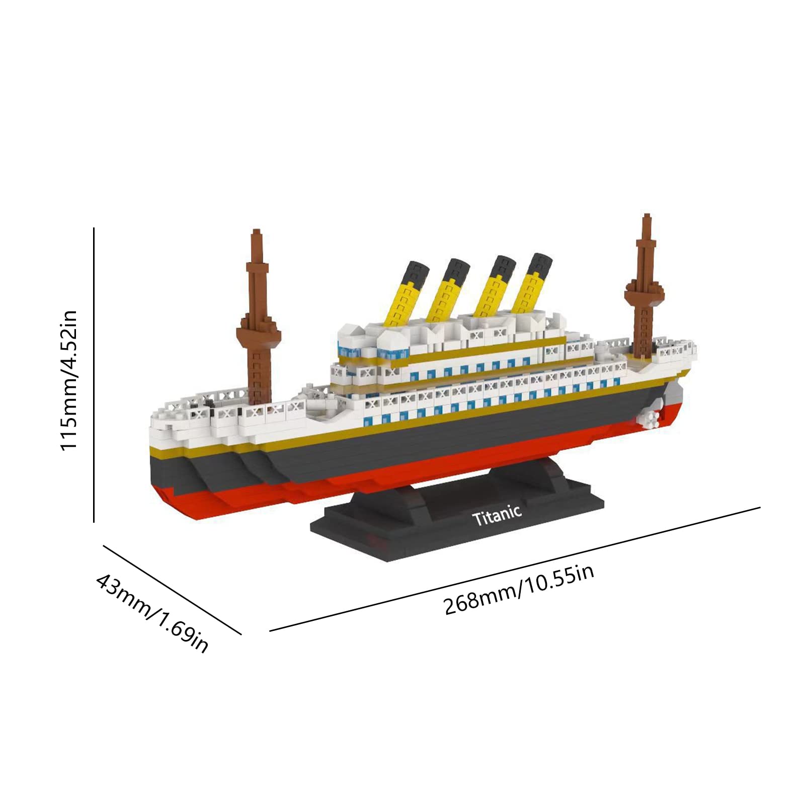 Larcele 1280 Pieces World Famous Micro Building Blocks Bricks Set Mini Construction Toy Set for Children and Adults KLJM-03 (Small Cruise Ship)