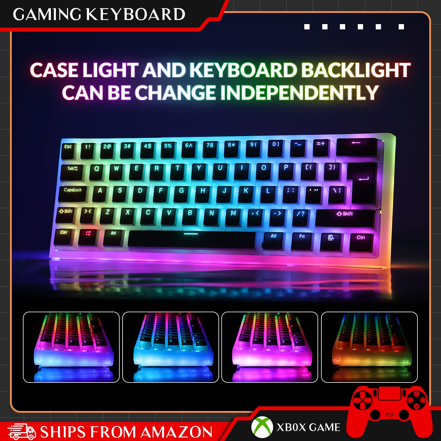 ZIYOU LANG MK25-1 60% Mechanical Keyboard Custom Hot Swappable Gaming Keyboard Programmable w/RGB Backlit Transparent Case Pudding Keycaps NKRO Compact for Gamer Typist PC PS4 Xbox（Linear Red Switch）