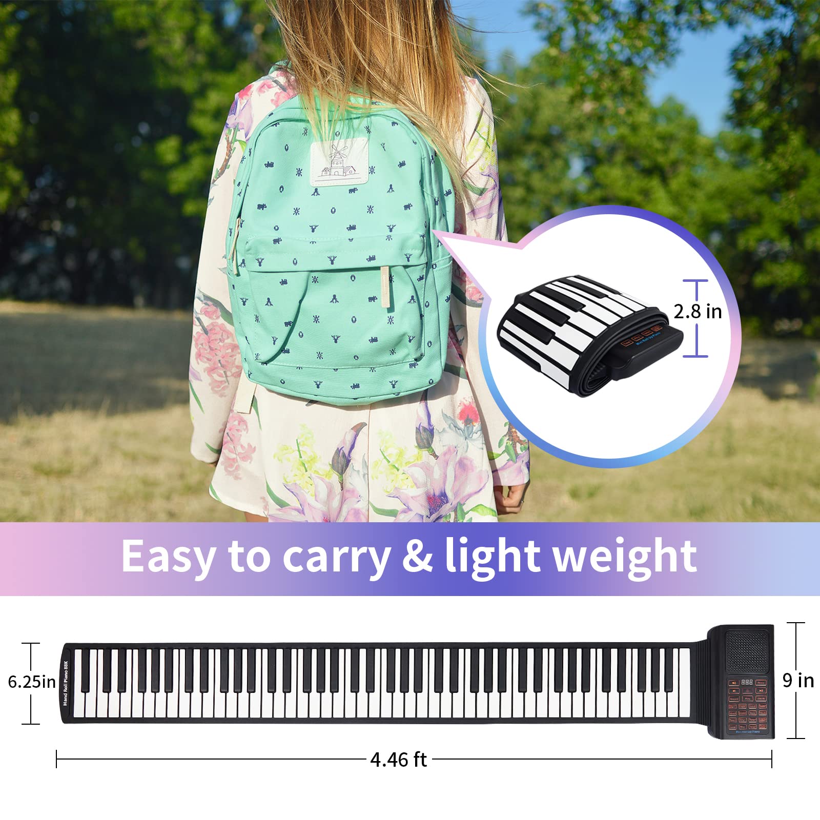 88 Key Keyboard Piano Roll Up Piano Electric Digital Piano Kids Hand Roll Piano For Kids Adults Gifts