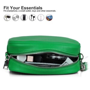 befen Small Camera Crossbody Bags for Women, Leather Cell Phone Cross Body Purse and Handbags for Travel (Medium Kelly Green)