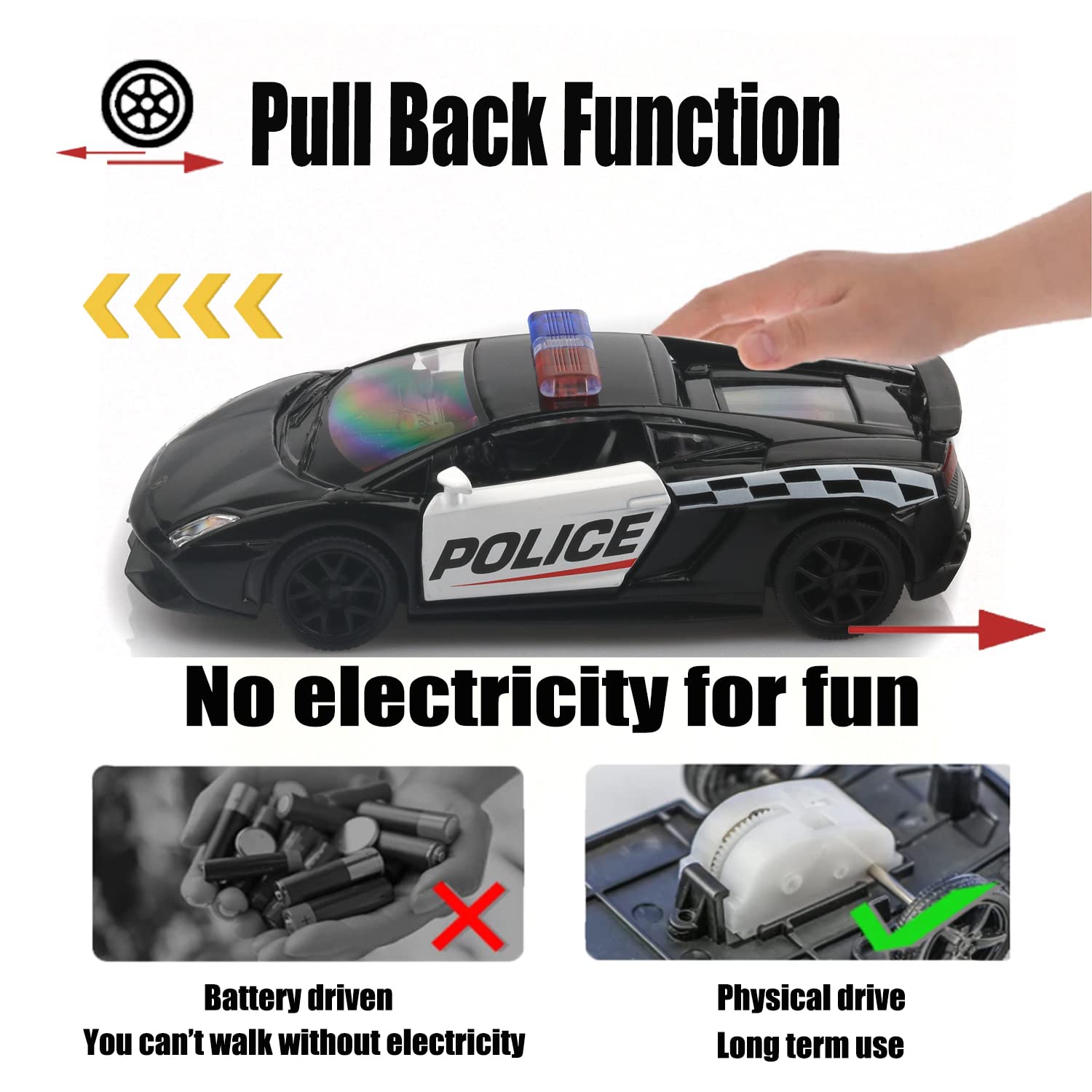 TOKAXI 1/36 Scale Police Car Toy,Diecast Cars,Car Models,Pull Back Vehicles Toy Cars,Cars Gifts for Boys Girls