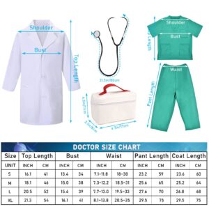 Toylink Kids Doctor Costume Pretend Play Kit with Lab Coat Carrying Bag Accessories Halloween Doctor Dress up for Boys Girls