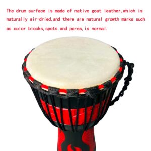 RUOSWTE Djembe Drum ，Djembe, Drum Circles, Music Healing Instument，Professional West African Style， Mahogany, Hand Carved Goat Drum，Bongo Drum (10‘’) Black