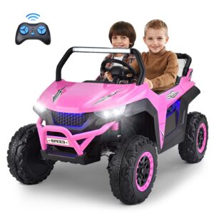 joywhale 24v 2 seater kids ride on utv car powerful electric vehicle, with 4x75w strong motors, big battery, easy-drag system, 2.4g remote control, soft braking, spring suspension, music, bw-u20