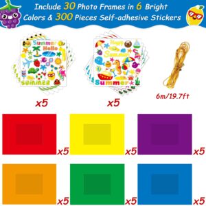 chiazllta 30 Pcs Summer Craft Kits for Preschool Kids First Day of School DIY Paper Picture Frame Craft Art Craft Kindergarten Home Classroom Indoor Activities Game Summer Party Favor Decor