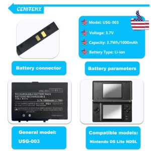 CENIFENX DS Lite Battery USG-003 3.7V 1000mAh Replacement for Nintendo DS Lite NDSL Game Player Battery with Repair Tool Kit (Not for Nintendo DSi, DSi XL, DSi LL)