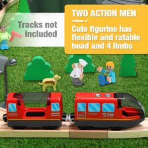 Battery Operated Train Set for Wooden Train Track (w/sound & Magnetic Connection), Powerful Engine Action Locomotive Train Set Fits Brio, Thomas, Chuggington Wooden Tracks, Train Toys for Toddlers 3Y+