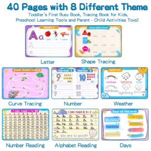 Preschool Learning Activities Educational Workbook, Handwriting Practice Book for Kids, Christmas Birthday Presents for 3 4 5 Year Old Boys Girl Toys for Kids, Montessori Busy Book Tracing Book Toys