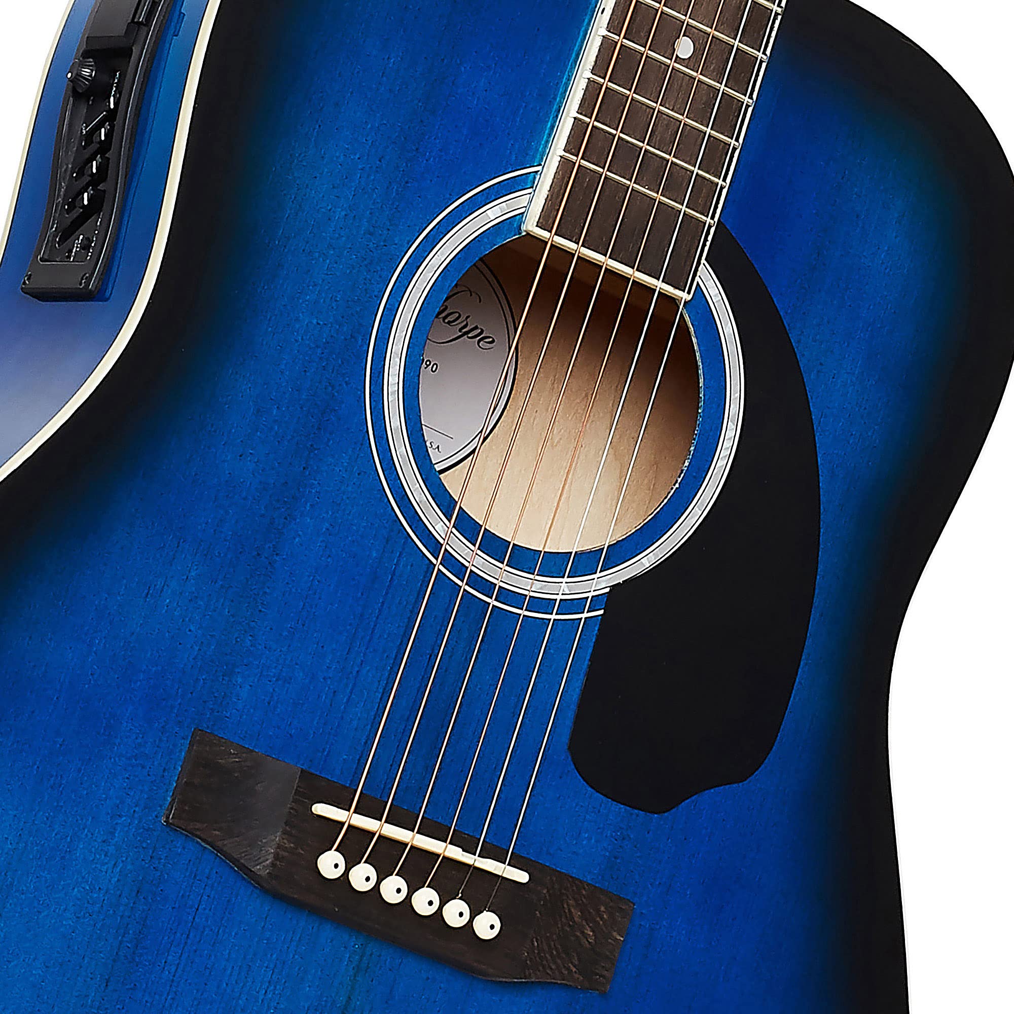 Ashthorpe Full-Size Dreadnought Acoustic Electric Guitar Package with 10 Watt Amp - Blue