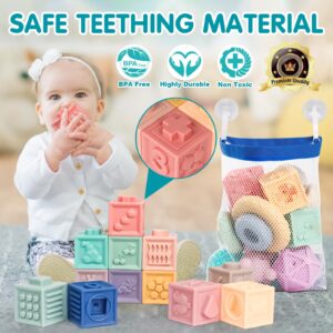 Baby Toys 6 to 12 Months Baby Blocks Soft Stacking Toys for Infant, Montessori Toys for Babies 1 2 3 Years Old Building Blocks Toys for Babies 6 Months and Up, Educational Learning Toys, 23PCS