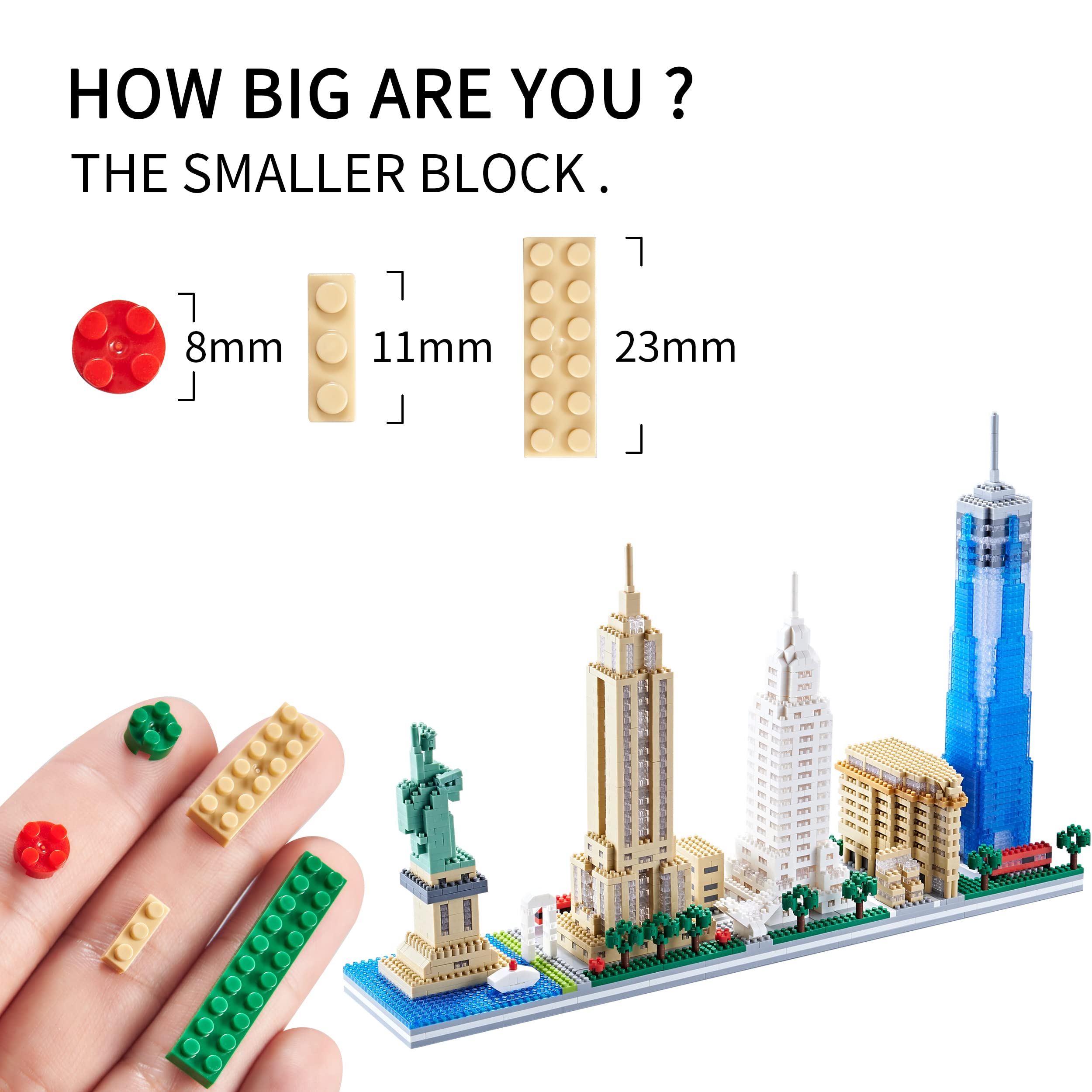 JXRLMB New York Skyline Micro Building Blocks Set City Architecture Model Kit Skylines Collection Set for Adults and Kids 3452 Pieces Bricks