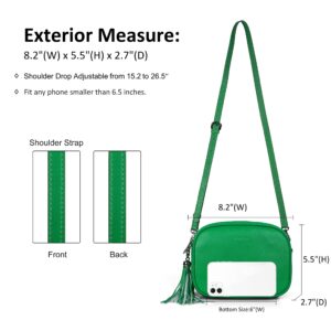 befen Small Camera Crossbody Bags for Women, Leather Cell Phone Cross Body Purse and Handbags for Travel (Medium Kelly Green)