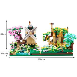 JXRLMB Botanicle Collection Sakura Tree House Micro Blocks Building Set for Adults Toy Friendship Windmill Cherry Blossom Tree Flowers for Girls 2 Sets