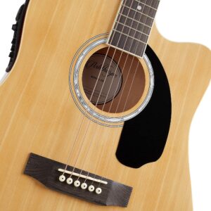 Ashthorpe Full-Size Thinline Cutaway Acoustic Electric Guitar Package with 10 Watt Amp - Natural