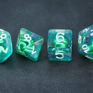 Sea Green Dragon Eye DND Dice Set for Dungeons and Dragons Gifts, D&D, D and D, Pathfinder, Accessories, D20, Polyhedral, Resin Dice, Metal, Dice Tray, Tower, Bag, Box