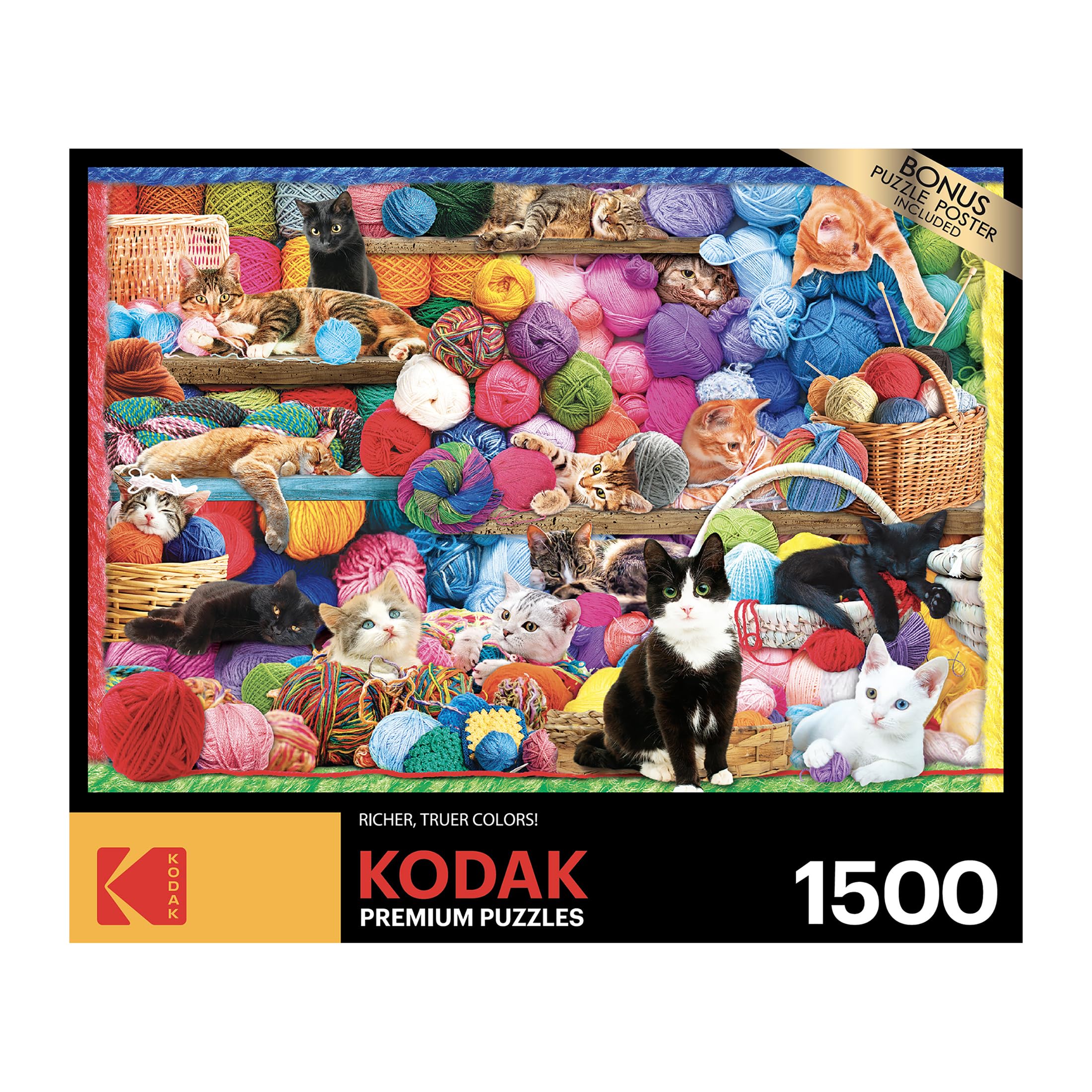 RoseArt - Kodak Premium - Cats and Yarn - 1500 Piece Jigsaw Puzzle for Adults