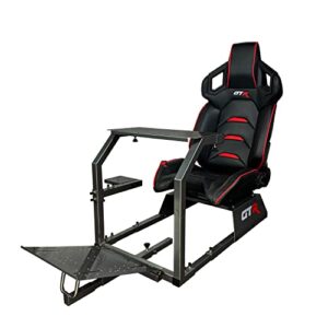 gtr simulator gta model majestic black frame with adjustable leatherette pista racing seat racing driving gaming simulator cockpit chair (pista-black/red)