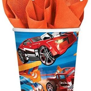 Hot Wheels Wild Racer Birthday Party Supplies Bundle Pack for 16 includes Dessert Plates, Napkins, Cups, Table Cover