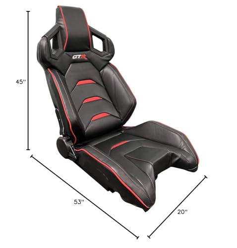 GTR Simulator GTA Model Majestic Black Frame with Adjustable Leatherette Pista Racing Seat Racing Driving Gaming Simulator Cockpit Chair (Pista-Black/Red)