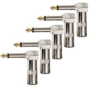 huasen ts mono plug,1/4" 90 degree right angle plug, 6.35mm heavy duty ts mono male solder type jack connector for dj mixer speaker cables guitar cables microphone cables (right angle ts plug)