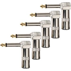 HUASEN TS Mono Plug,1/4" 90 Degree Right Angle Plug, 6.35mm Heavy Duty TS Mono Male Solder Type Jack Connector for DJ Mixer Speaker Cables Guitar Cables Microphone Cables (Right Angle TS Plug)