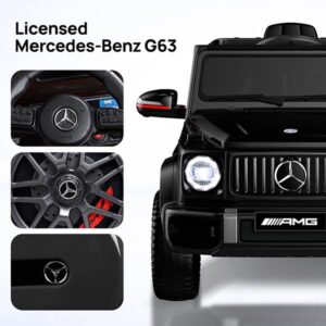 ANPABO Licensed Mercedes-Benz G63 Car for Kids, 12V Ride on Car w/Parent Remote Control, Low Battery Voice Prompt, LED Headlight, Music Player & Horn, Soft Start, Kids Electric Vehicle, Black