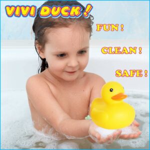 INFANTMOM - Floating Bath Ducks with Temperature Indicator for Toddlers, Safety Bathtub Rubber Shower Swimming Yellow Ducky Toy for Infant, Baby and Kids. Clean and Safe Toy (Baby Duck)