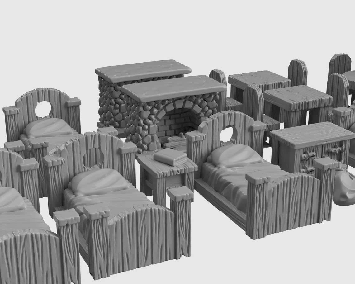 3DEGOS Tavern Furniture Set Set DND Terrain 28mm for Dungeons and Dragons, D&D, Pathfinder, Warhammer 40k, RPG, Miniatures, Age of Sigmar, Tabletop, D and D, Dungeons and Dragons Gifts