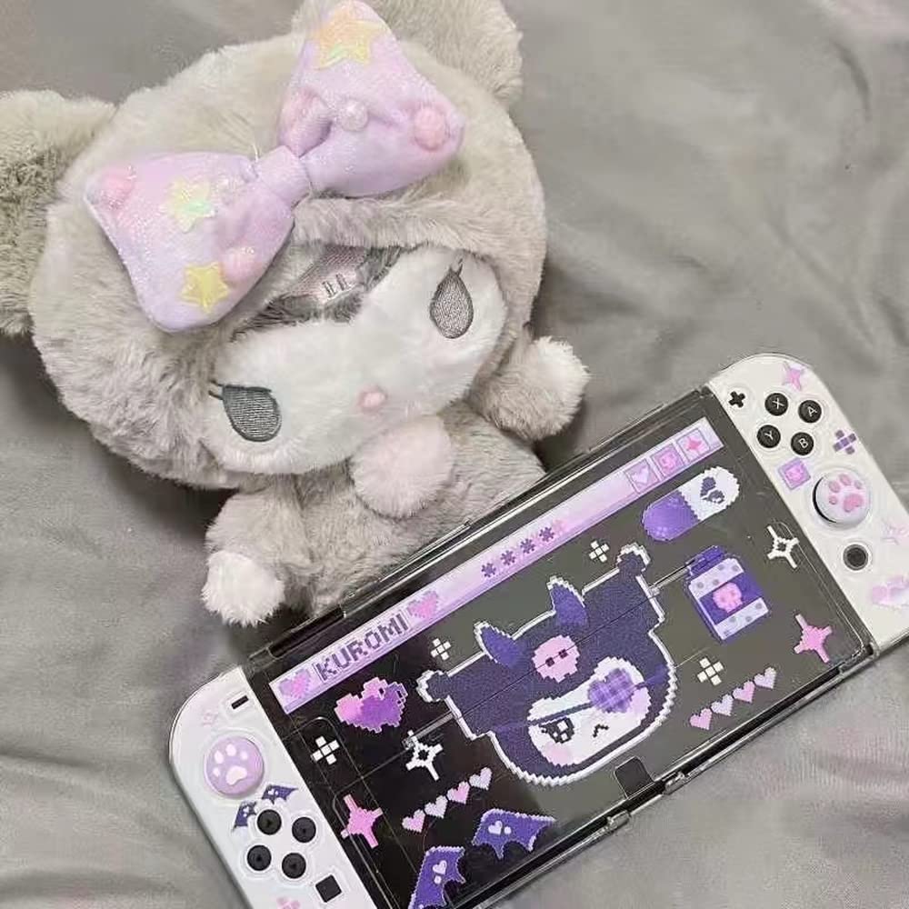 ENFILY Cute Case Compatible with Nintendo Switch OLED, Dockable Case Cover for Kuromi Theme, Ergonomic Soft TPU Grip Case for Joycon, Sparkle Skin Set