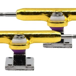 Teak Tuning Prodigy Pro Inverted Fingerboard Trucks with Gold Colored Locknuts & Urethane Tuning, Gold Colorway - 34mm Width - Inverted Kingpin, Solid Axle Style - Tuned & Assembled