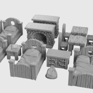 3DEGOS Tavern Furniture Set Set DND Terrain 28mm for Dungeons and Dragons, D&D, Pathfinder, Warhammer 40k, RPG, Miniatures, Age of Sigmar, Tabletop, D and D, Dungeons and Dragons Gifts