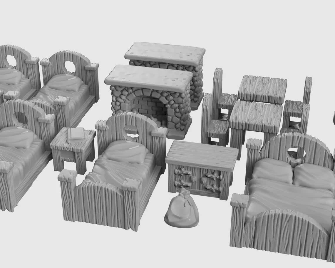 3DEGOS Tavern Furniture Set Set DND Terrain 28mm for Dungeons and Dragons, D&D, Pathfinder, Warhammer 40k, RPG, Miniatures, Age of Sigmar, Tabletop, D and D, Dungeons and Dragons Gifts