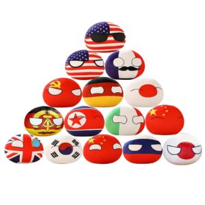 SAXTZDS 15 PCS Country Plushies Pillow Cartoon Poland Ball Doll /Children Adult Gift Plush Pendant and 10cm（4in）