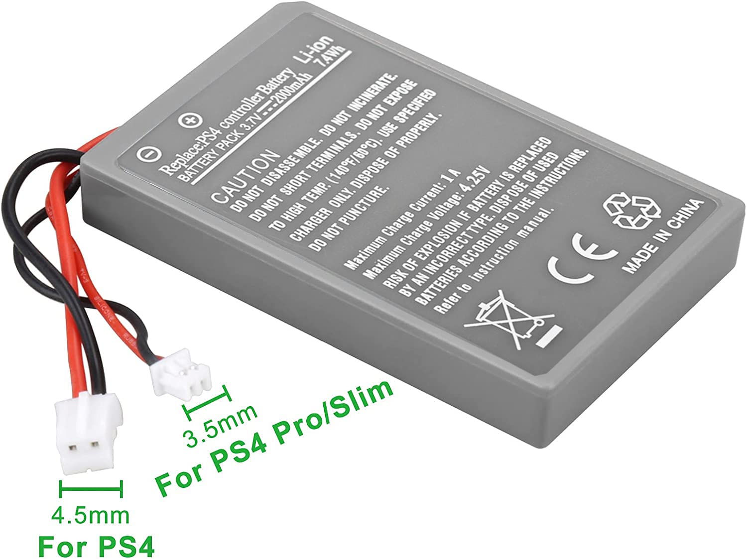 POWTREE Upgraded 2000mAh 2Packs PS4 PS4Pro Battery for Sony PlayStation 4 Dualshock 4 V1 V2 Controller CUH-ZCT2U CUH-ZCT2E CUH-ZCT1E CUH-ZCT1U CUH-ZCT1H, ect.