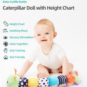 Baby Toys 6 to 12 Months, Musical Caterpillar Infant Toys, Infant Toys Stuffed Animal Toys with Ruler Design and Ring Bell, Crinkle, Rattle, Tummy time Toys for Newborn Boys Girls 0 3 6 9 12 Months