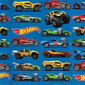 Hot Wheels Wild Racer Birthday Party Supplies Bundle Pack for 16 includes Dessert Plates, Napkins, Cups, Table Cover