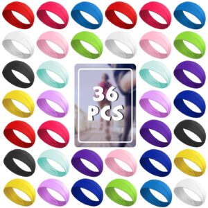 Giegxin 36 Pack Women's Headbands - Thick Elastic Non-Slip Sweat-Wicking Hair Wraps for Running, Yoga, Workout