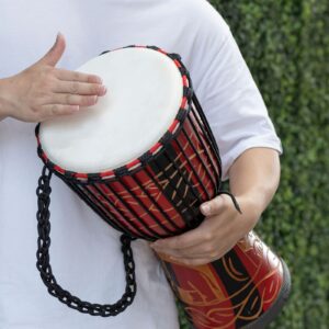 AIMEIS Djembe,10" African Drum Carved of Mahogany Goatskin Hand Drums for Adults Beginner (Red)