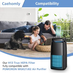 Caehomly Official MJ002H Replacement Filter Compatible with POMORON MJ002H Air Puri-Fier, H13 True Hepa Filter, Activated Carbon, Multi-Layer Filter, Compare Part MJ002H-RF, 2 Pack