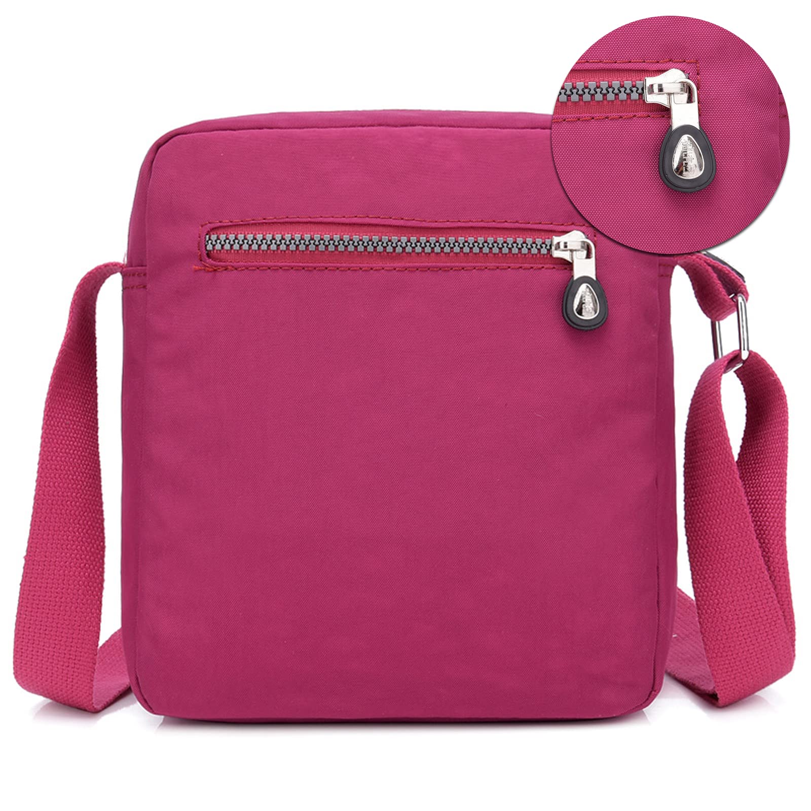 Blostirno Nylon Casual Shoulder Handbag Multi Pocket Crossbody Bag Waterproof Purse for Women Grape Purple