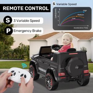 ANPABO Licensed Mercedes-Benz G63 Car for Kids, 12V Ride on Car w/Parent Remote Control, Low Battery Voice Prompt, LED Headlight, Music Player & Horn, Soft Start, Kids Electric Vehicle, Black