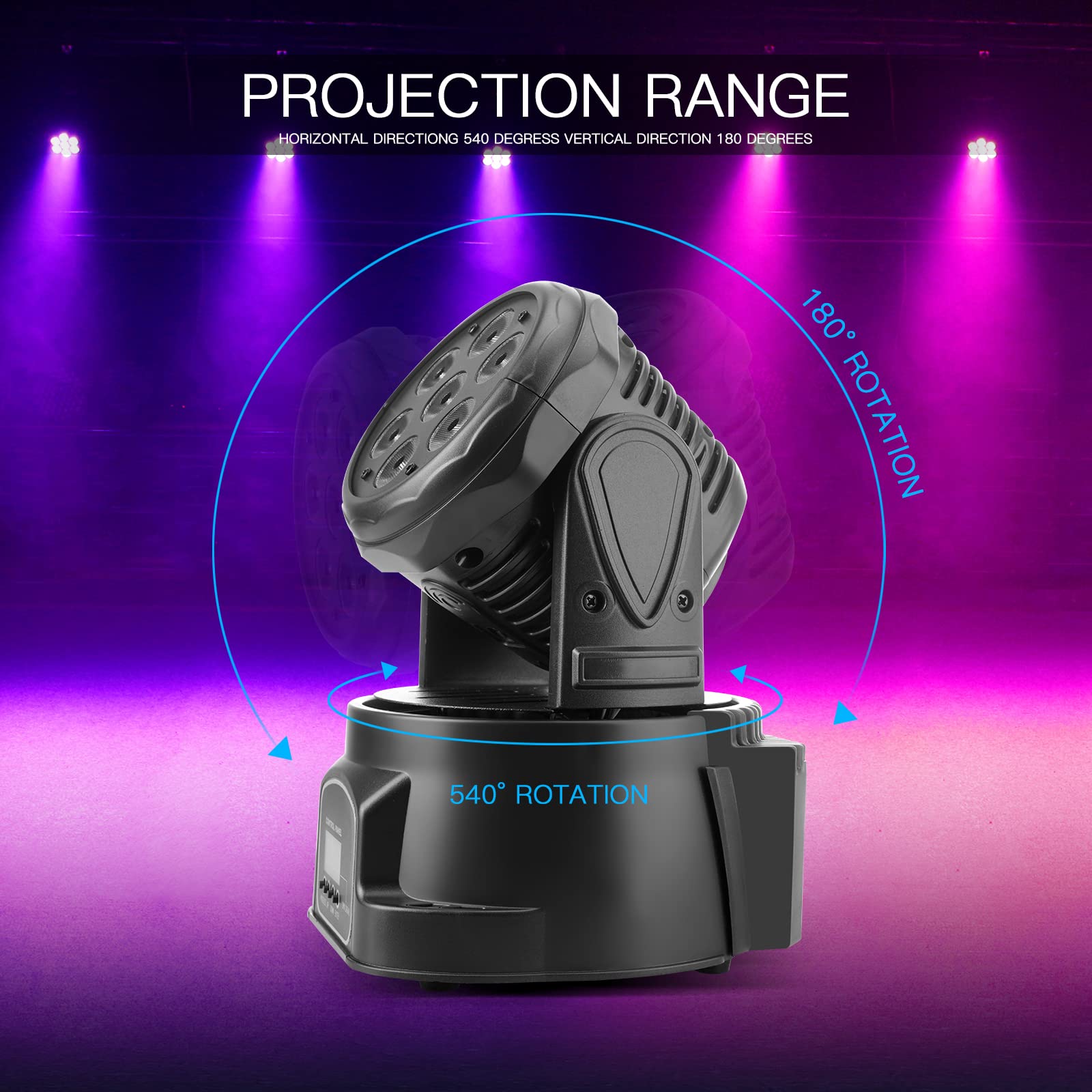 DJ Lights Moving Head, 70W RGBW Mini Stage Lights Moving Head, DMX DJ Disco Lights Sound Activated, Mini Moving Heads Wash Light for Christmas, Parties, Club, Concert, Wedding, Disco Events